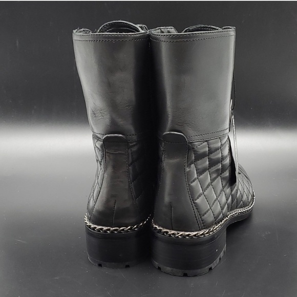 Vince Camuto Joanie Black Quilted Leather Lace Up Boots - Picture 3 of 7